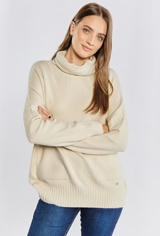 Sweter damski z luźnym golfem