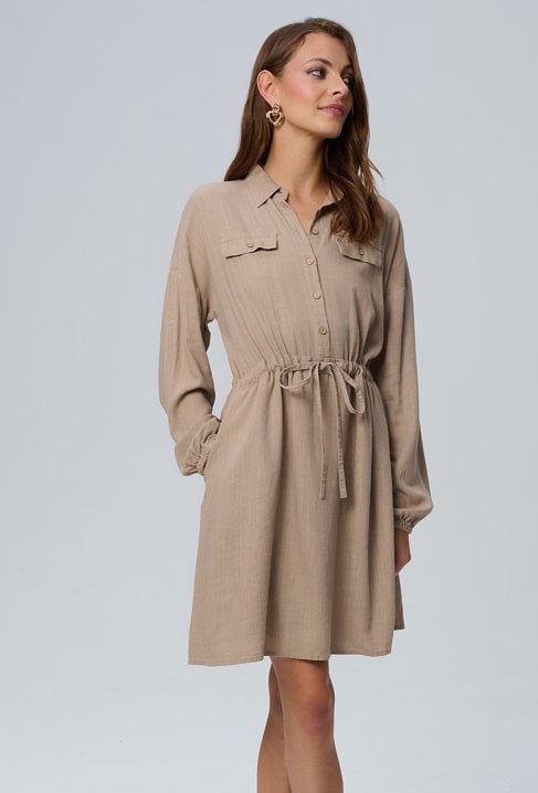 Krótka sukienka z domieszką lnu