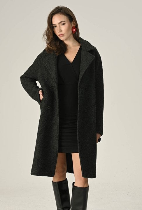klasyczny melanżowy płaszcz z wełną
