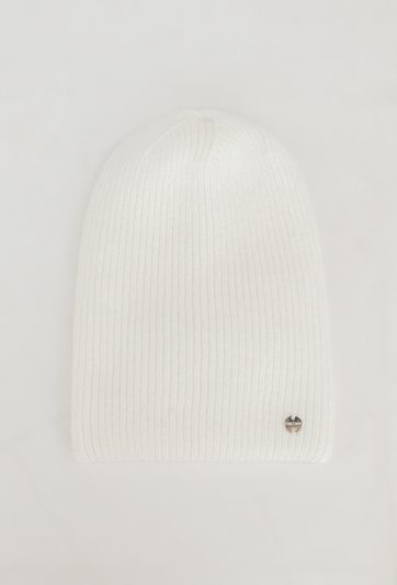 Prosta czapka w prążek z dodatkiem angory