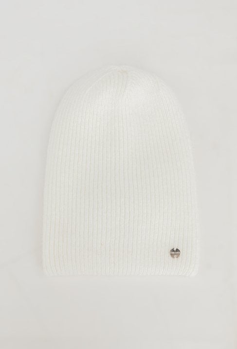 Prosta czapka w prążek z dodatkiem angory