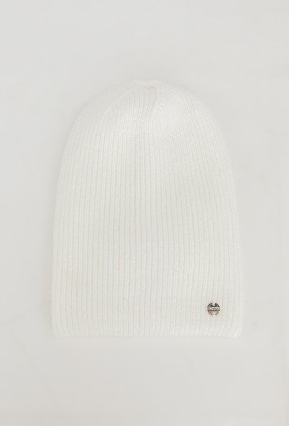 Prosta czapka w prążek z dodatkiem angory