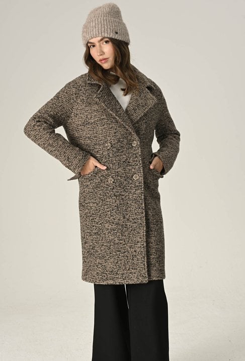 klasyczny melanżowy płaszcz z wełną