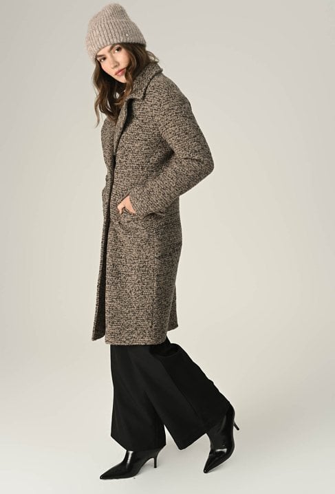 klasyczny melanżowy płaszcz z wełną