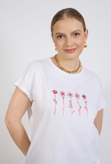 T-shirt damski z różami