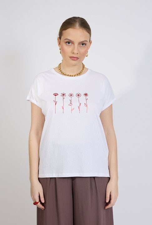 T-shirt damski z różami