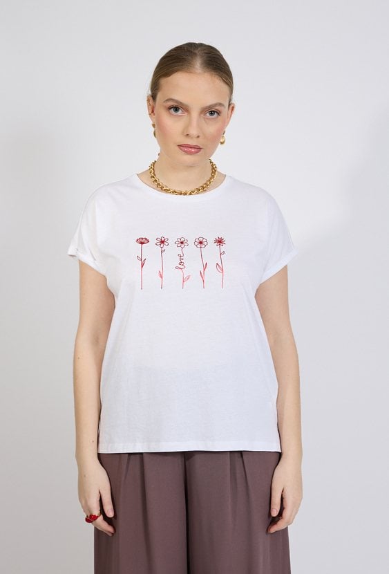 T-shirt damski z różami