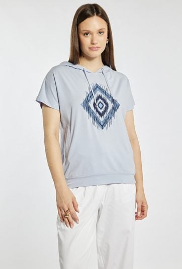 T-shirt damski z kapturem