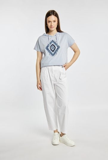 T-shirt damski z kapturem