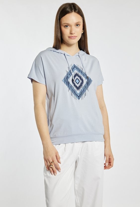 T-shirt damski z kapturem