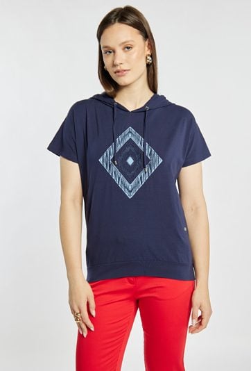 T-shirt damski z kapturem