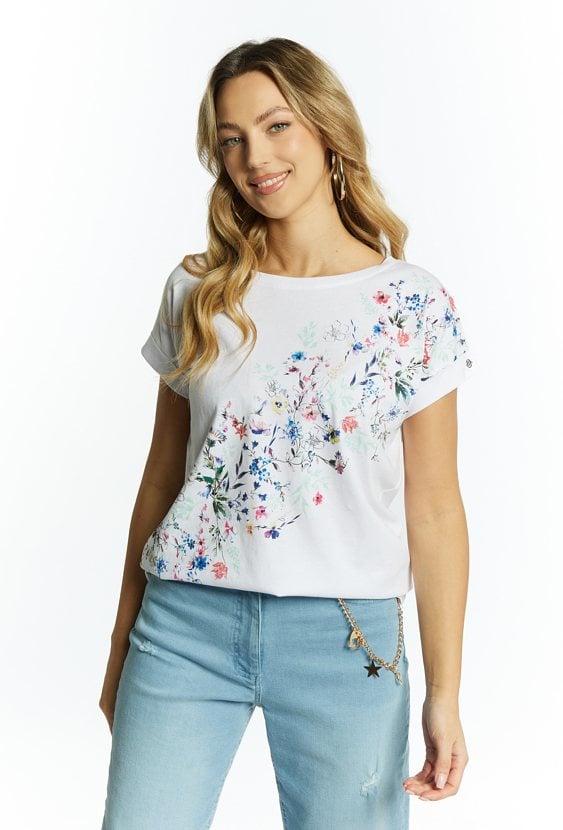 Bawełniany T-shirt z kwiecistym wzorem