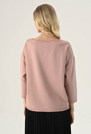 Beżowa bluza z ozdobną kieszenią