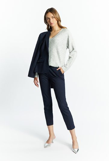 Dzianinowe spodnie z wzorem w paski