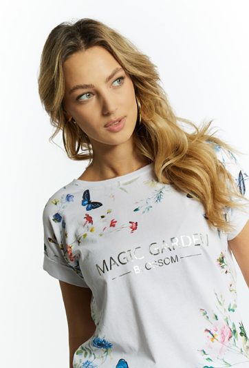 T-shirt damski z wiosennym wzorem