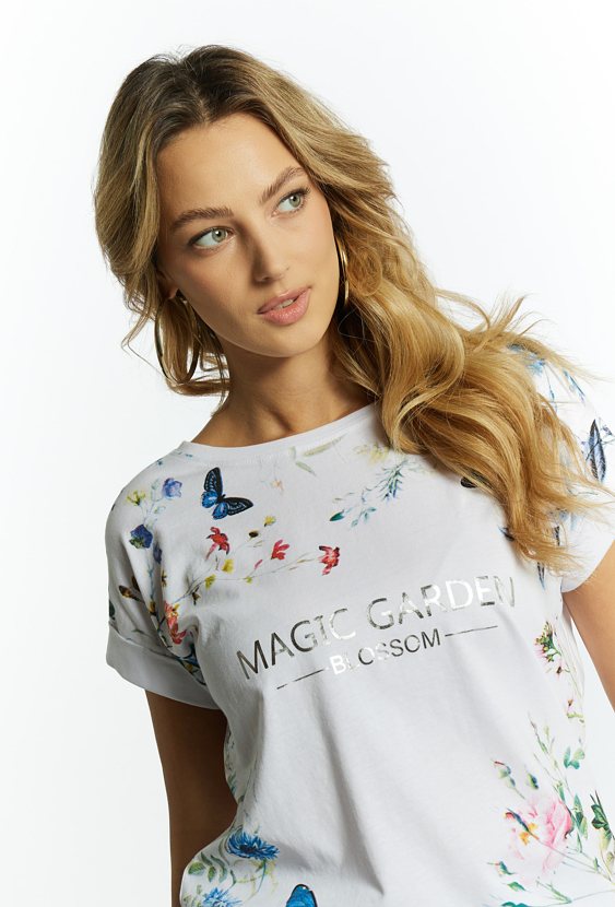 T-shirt damski z wiosennym wzorem
