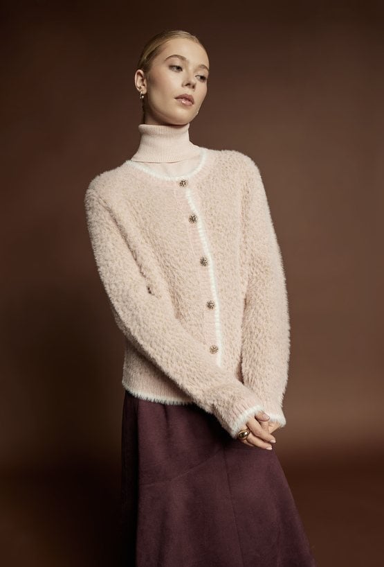 Elegancki, rozpinany sweter
