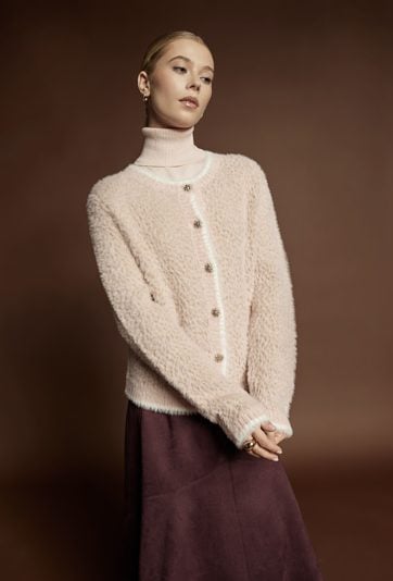 Elegancki, rozpinany sweter