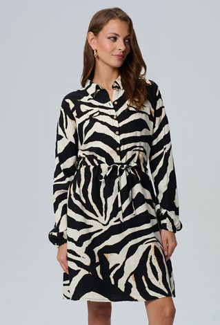 Krótka sukienka z domieszką lnu