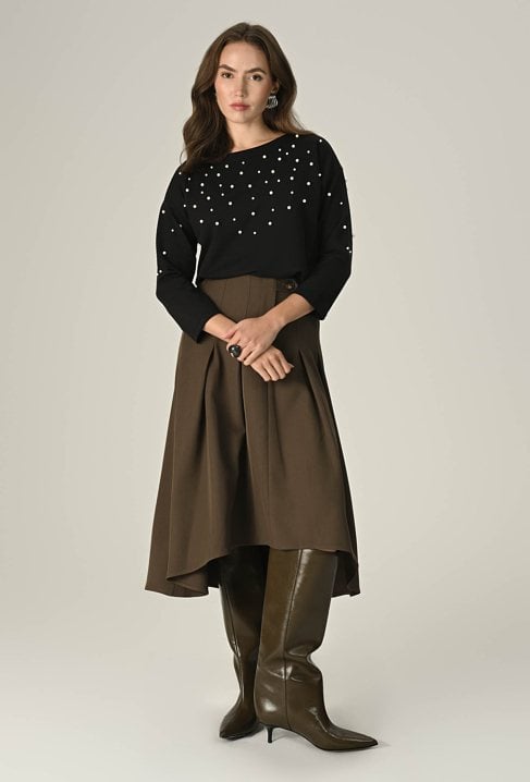 Asymetryczna plisowana spódnica