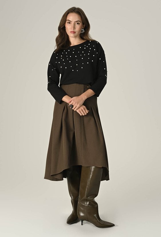 Asymetryczna plisowana spódnica