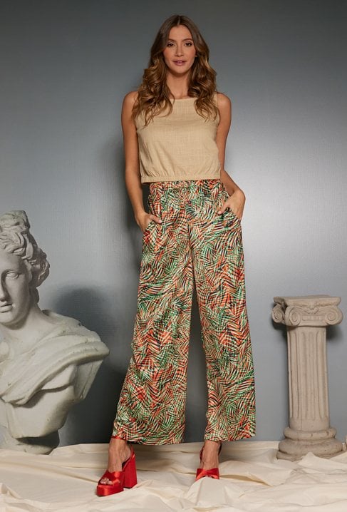 Szerokie satynowe spodnie