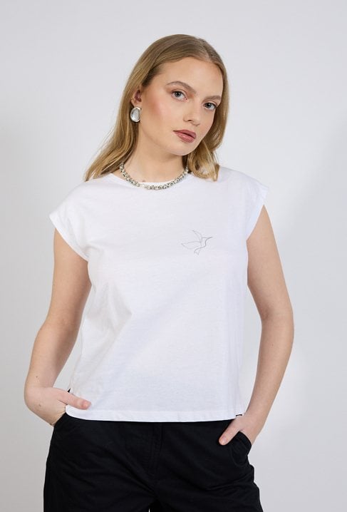 T-shirt damski z małym nadrukiem