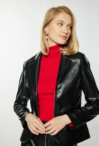 Żakiet damski z imitacji skóry
