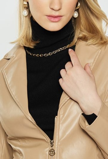 Żakiet damski z imitacji skóry