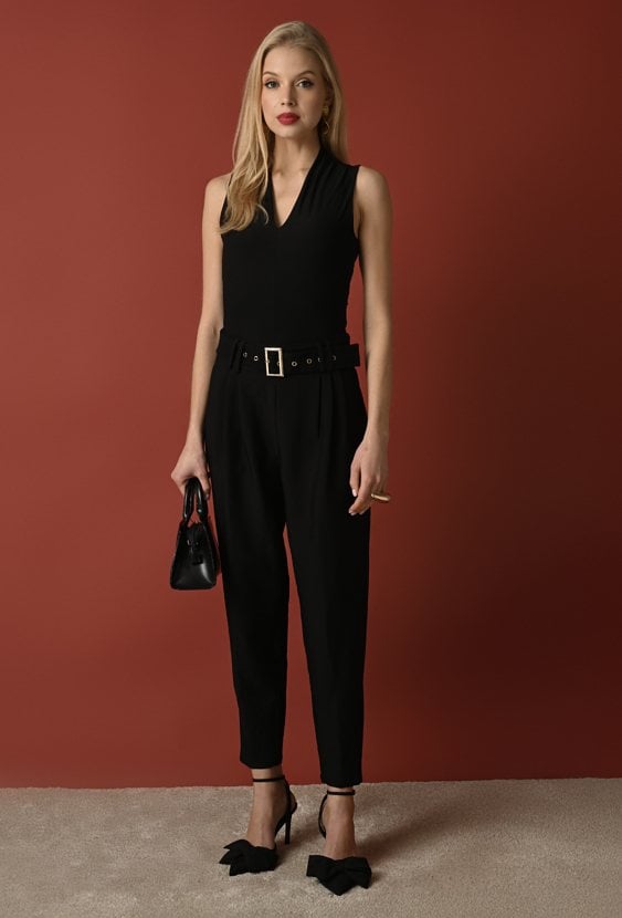 Spodnie z wysokim stanem i paskiem