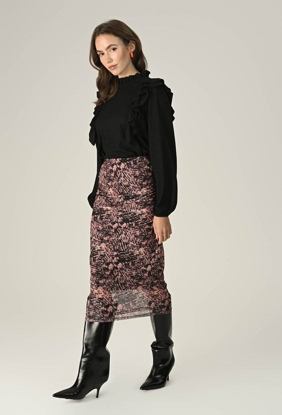 Rózowa spódnica z drapowaniami