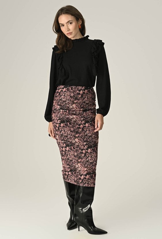 Rózowa spódnica z drapowaniami