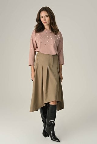 Dzianinowa bluza z perłową aplikacją