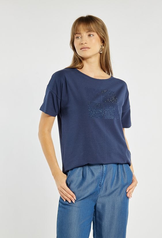 T-shirt damski z małymi dżetami