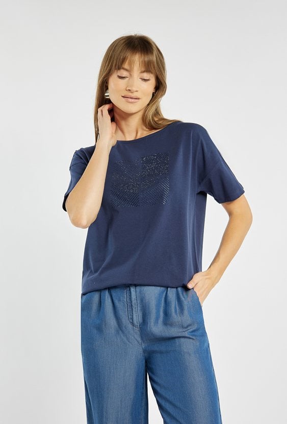 T-shirt damski z małymi dżetami