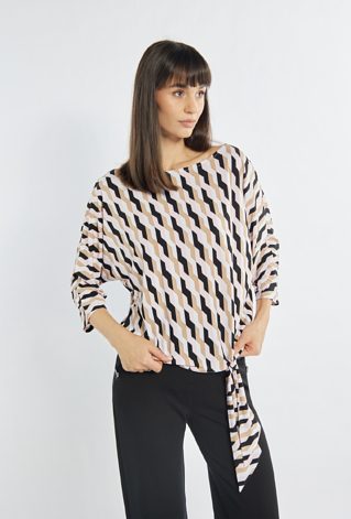 Wzorzysta bluzka z wiązaniem
