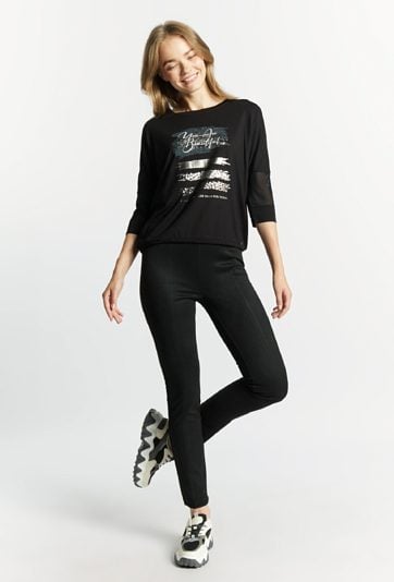 Dzianinowe legginsy z imitacji zamszu