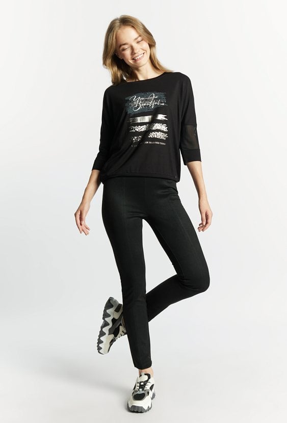 Dzianinowe legginsy z imitacji zamszu