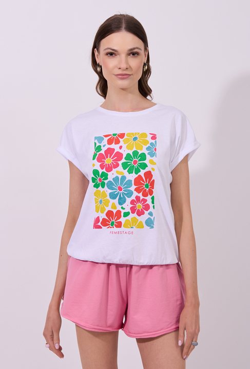 T-shirt z kolorowym nadrukiem