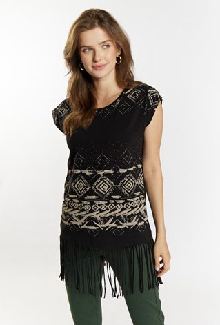 T-shirt z ozdobnymi frędzlami