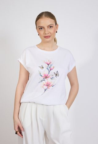 T-shirt z nadrukiem kwiatowym