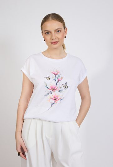 T-shirt z nadrukiem kwiatowym