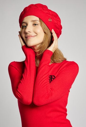 Czerwony beret damski