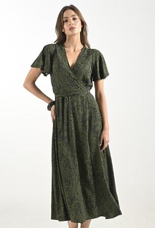 Długa kopertowa sukienka