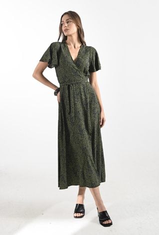 Długa kopertowa sukienka