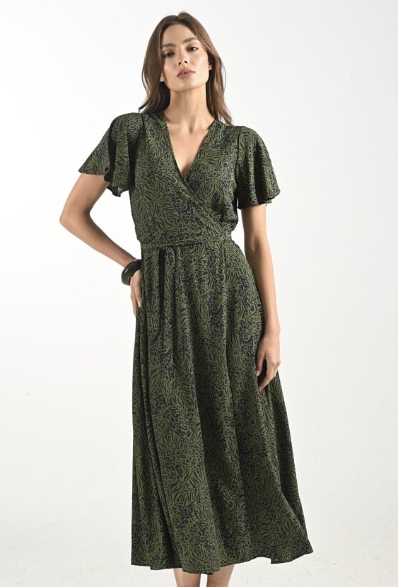 Długa kopertowa sukienka