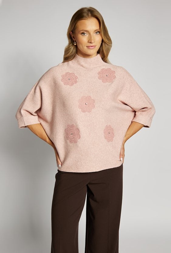 Sweter damski z haftami