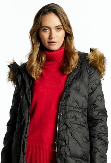 Puchowy płaszcz z pikowaniem