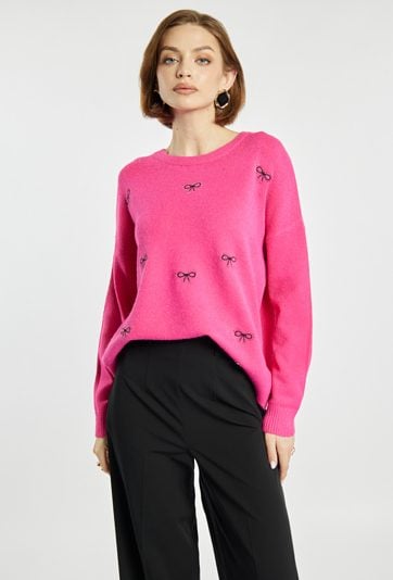 Sweter damski w kokardki