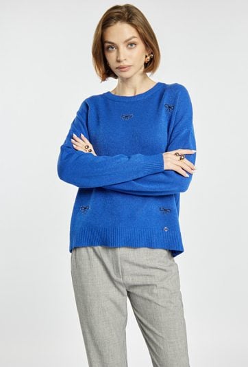Sweter damski w kokardki